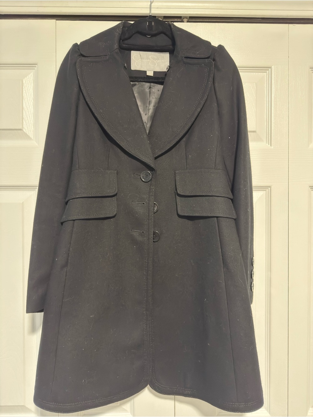 Jessica Simpson Black Pea Coat with Flap Pockets